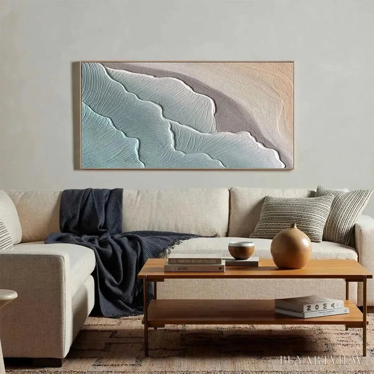 BUYARTVIEW Emerald Waves – Textured Abstract Seascape Painting in Teal - image 5