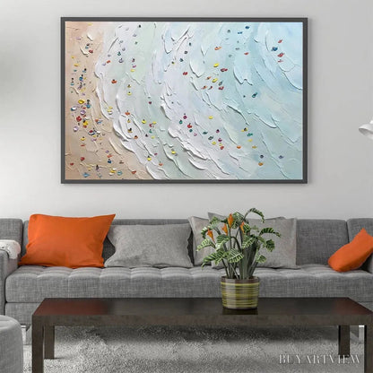 BUYARTVIEW Beach Day – Textured Minimalist Beach Scene Painting - image 2