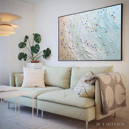 BUYARTVIEW Beach Day – Textured Minimalist Beach Scene Painting - image 4