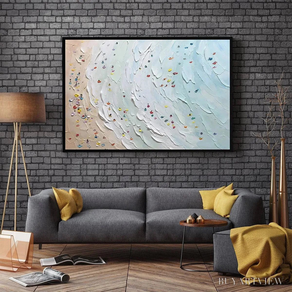 BUYARTVIEW Beach Day – Textured Minimalist Beach Scene Painting - image 6
