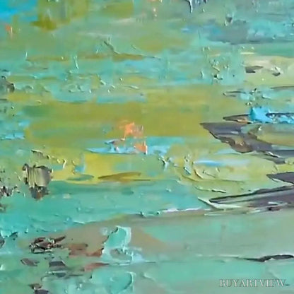BUYARTVIEW Golden Tide – Textured Abstract Painting in Teal and Gold - image 5