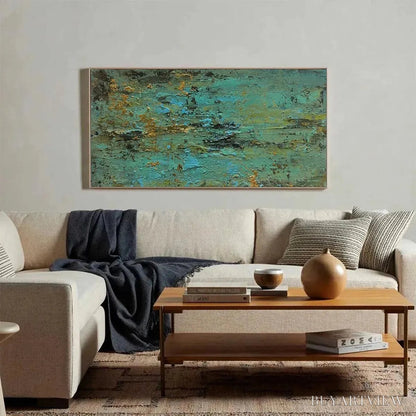 BUYARTVIEW Golden Tide – Textured Abstract Painting in Teal and Gold - image 6