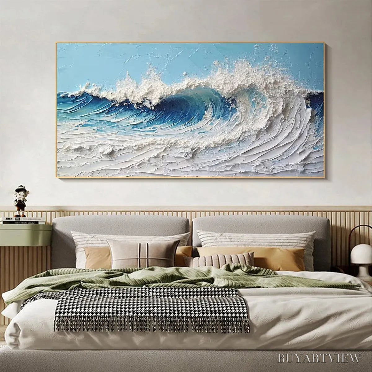 BUYARTVIEW Cresting Wave – Textured Abstract Ocean Wave Painting in Blue and White - image 2