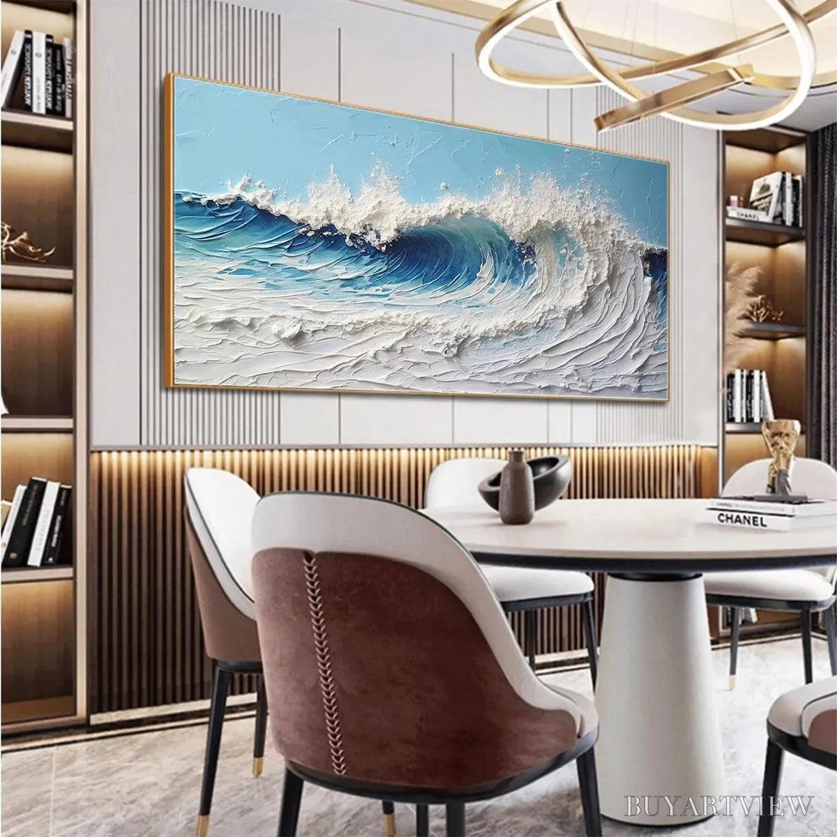 BUYARTVIEW Cresting Wave – Textured Abstract Ocean Wave Painting in Blue and White - image 5