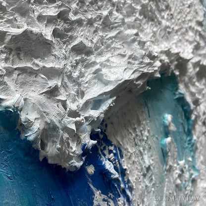 BUYARTVIEW Cresting Wave – Textured Abstract Ocean Wave Painting in Blue and White - image 6