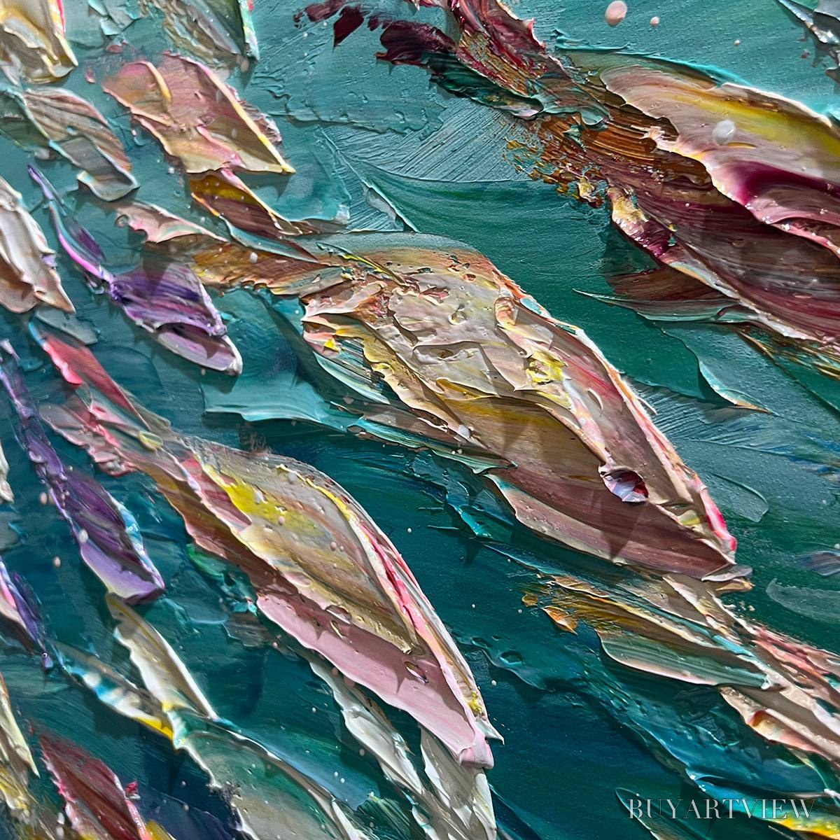 BUYARTVIEW Ocean Currents – Textured Abstract Seascape Painting in Blues and Greens - image 3