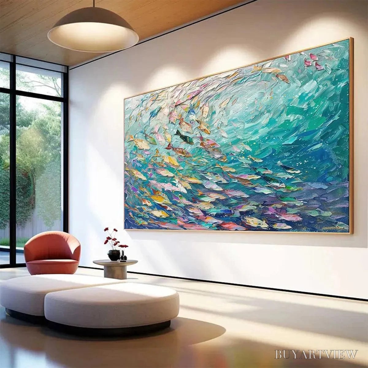 BUYARTVIEW Ocean Currents – Textured Abstract Seascape Painting in Blues and Greens - image 5