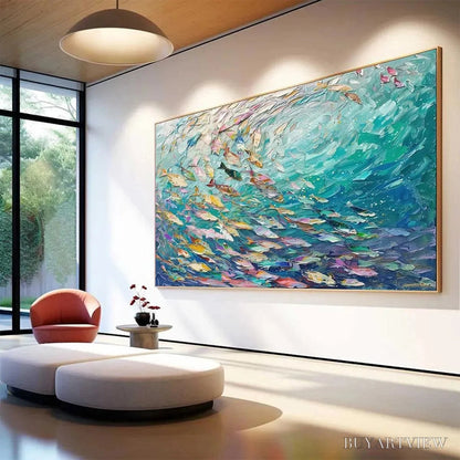 BUYARTVIEW Ocean Currents – Textured Abstract Seascape Painting in Blues and Greens - image 5
