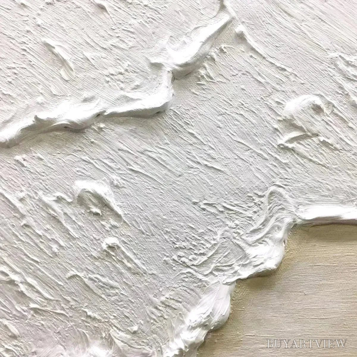 BUYARTVIEW White Wave – Textured Minimalist Coastal Abstract Painting in White and Beige - image 5