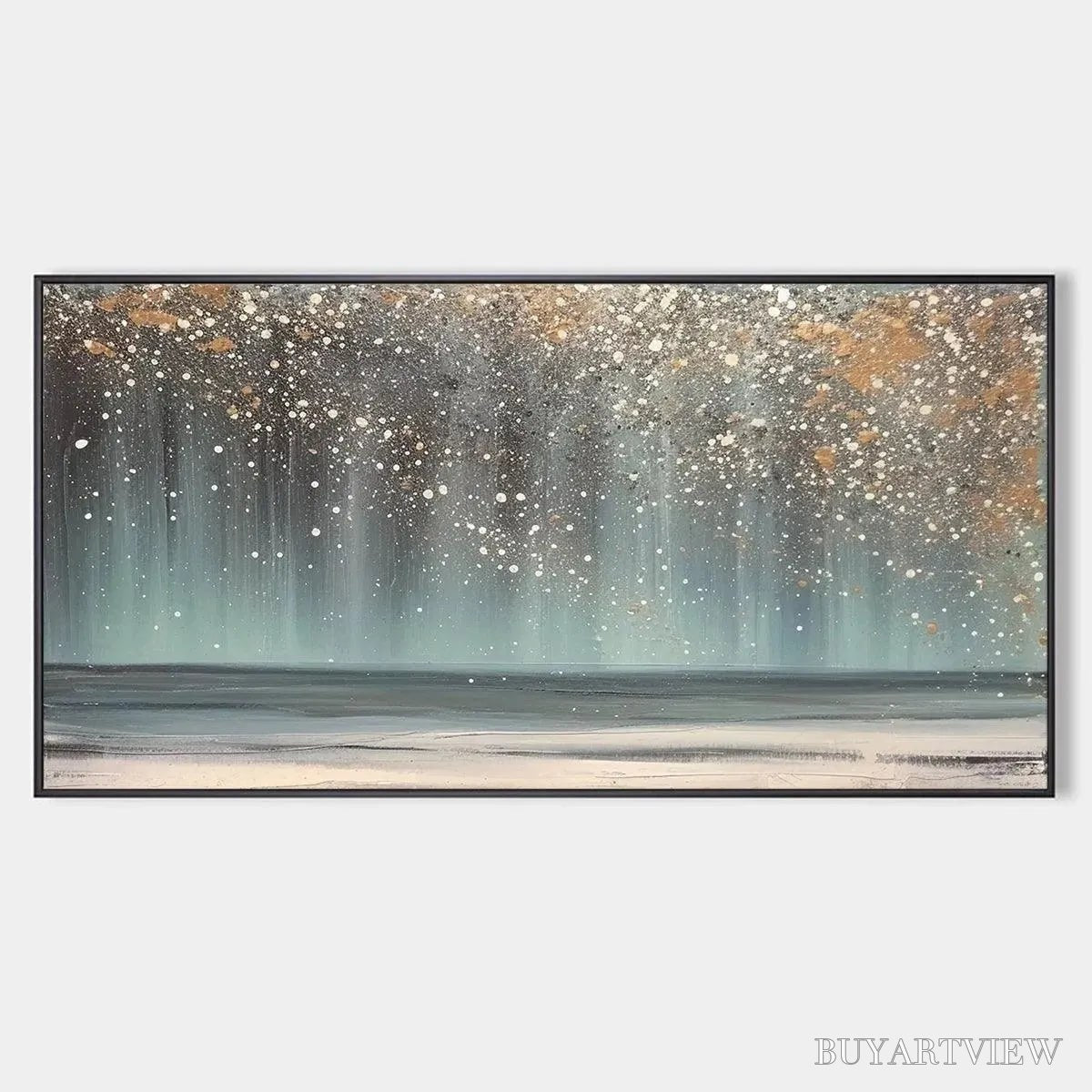 BUYARTVIEW Aurora Dust – Textured Abstract Ocean Painting with Gold Accents - image 1