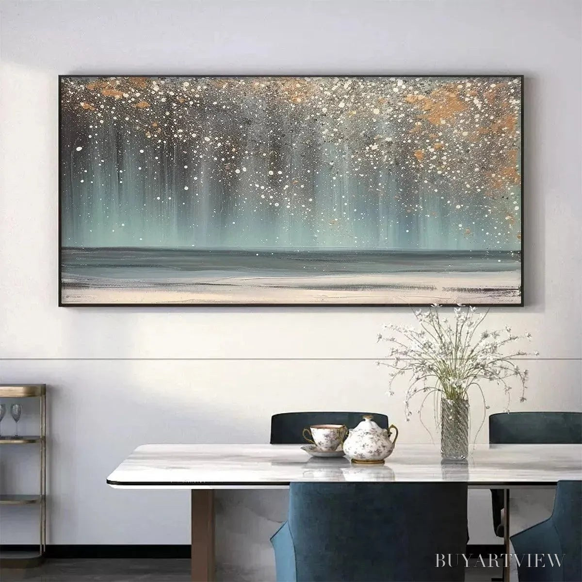 BUYARTVIEW Aurora Dust – Textured Abstract Ocean Painting with Gold Accents - image 2