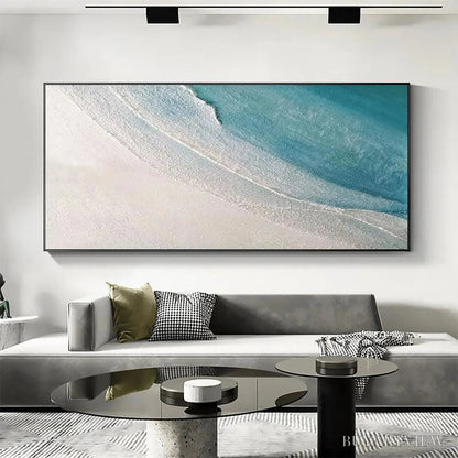 BUYARTVIEW Azure Shores – Textured Abstract Beach Painting in Blue and White - image 2