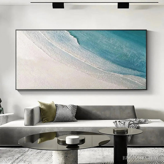 BUYARTVIEW Azure Shores – Textured Abstract Beach Painting in Blue and White - image 2