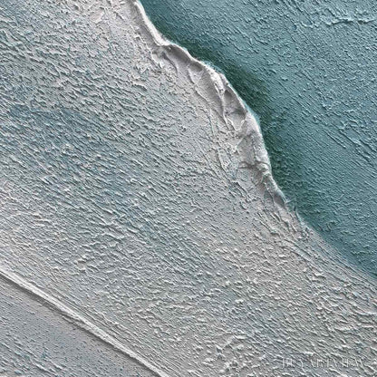 BUYARTVIEW Azure Shores – Textured Abstract Beach Painting in Blue and White - image 3