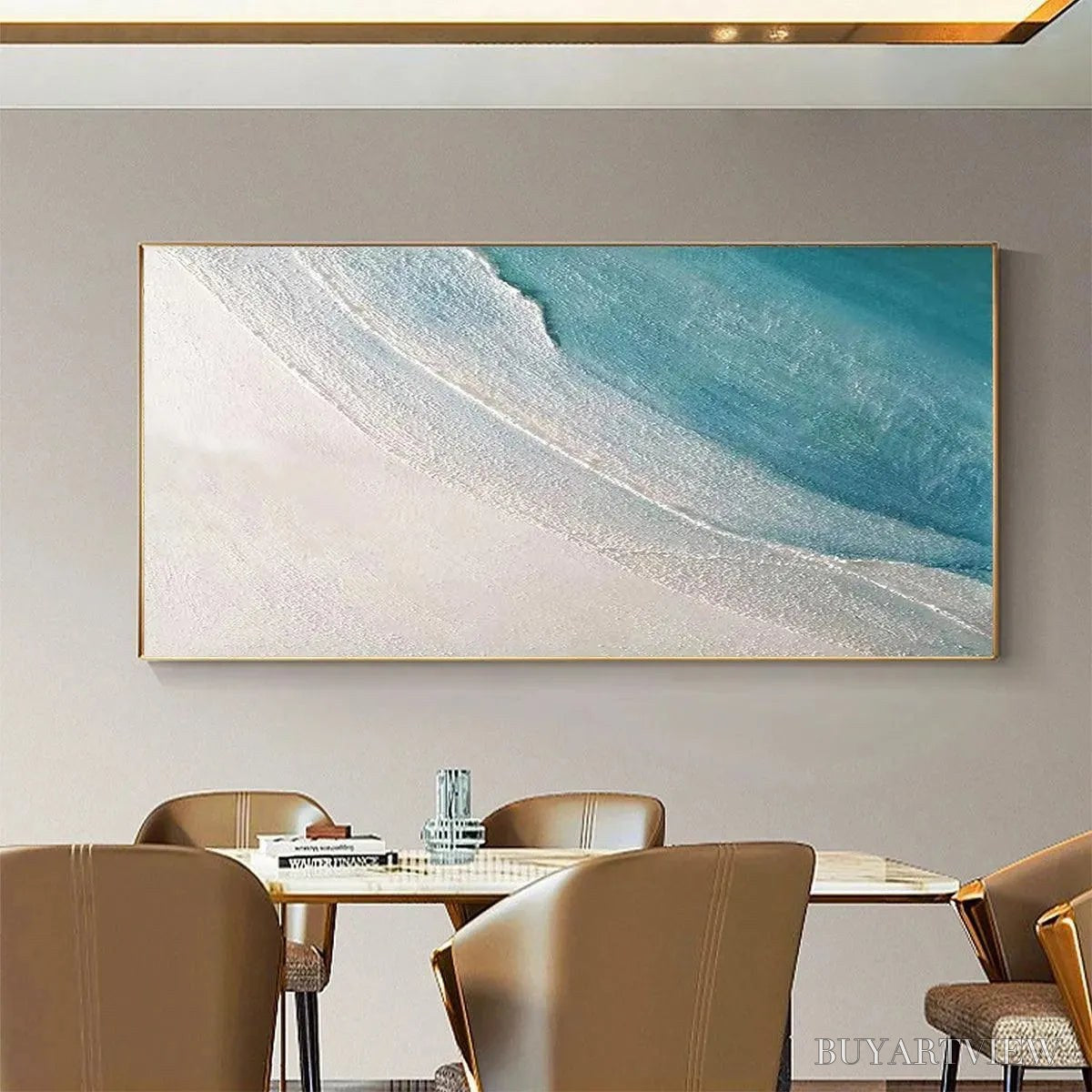 BUYARTVIEW Azure Shores – Textured Abstract Beach Painting in Blue and White - image 6