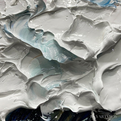 BUYARTVIEW Coral Crest – Textured Ocean Wave Painting in Pink and Blue - image 6