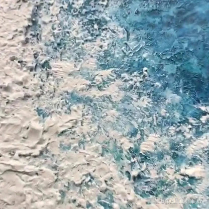 BUYARTVIEW Azure Coast – Blue and Beige Abstract Coastal Painting - image 5