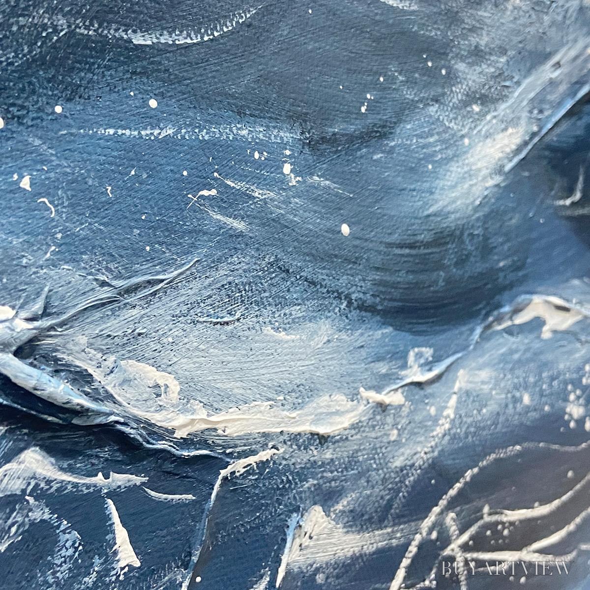 BUYARTVIEW Azure Whispers – Panoramic Abstract Ocean Painting in Blue and Gold - image 6