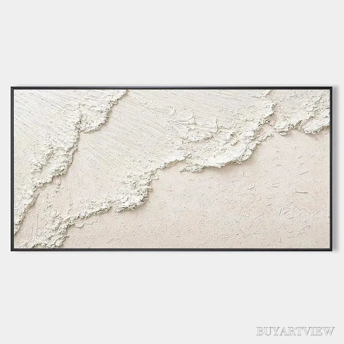 BUYARTVIEW White Crest – Textured White Abstract Seascape Impasto Painting - image 1