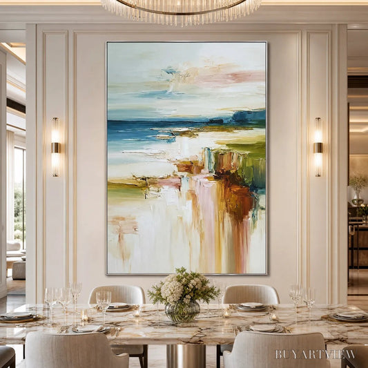 BUYARTVIEW Coastal Serenity – Textured Abstract Coastal Landscape Painting - image 2
