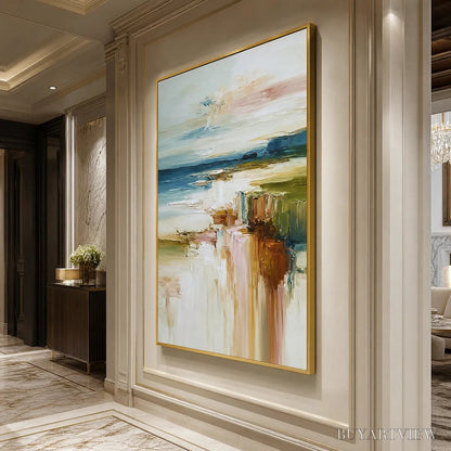 BUYARTVIEW Coastal Serenity – Textured Abstract Coastal Landscape Painting - image 5