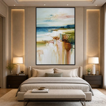 BUYARTVIEW Coastal Serenity – Textured Abstract Coastal Landscape Painting - image 6