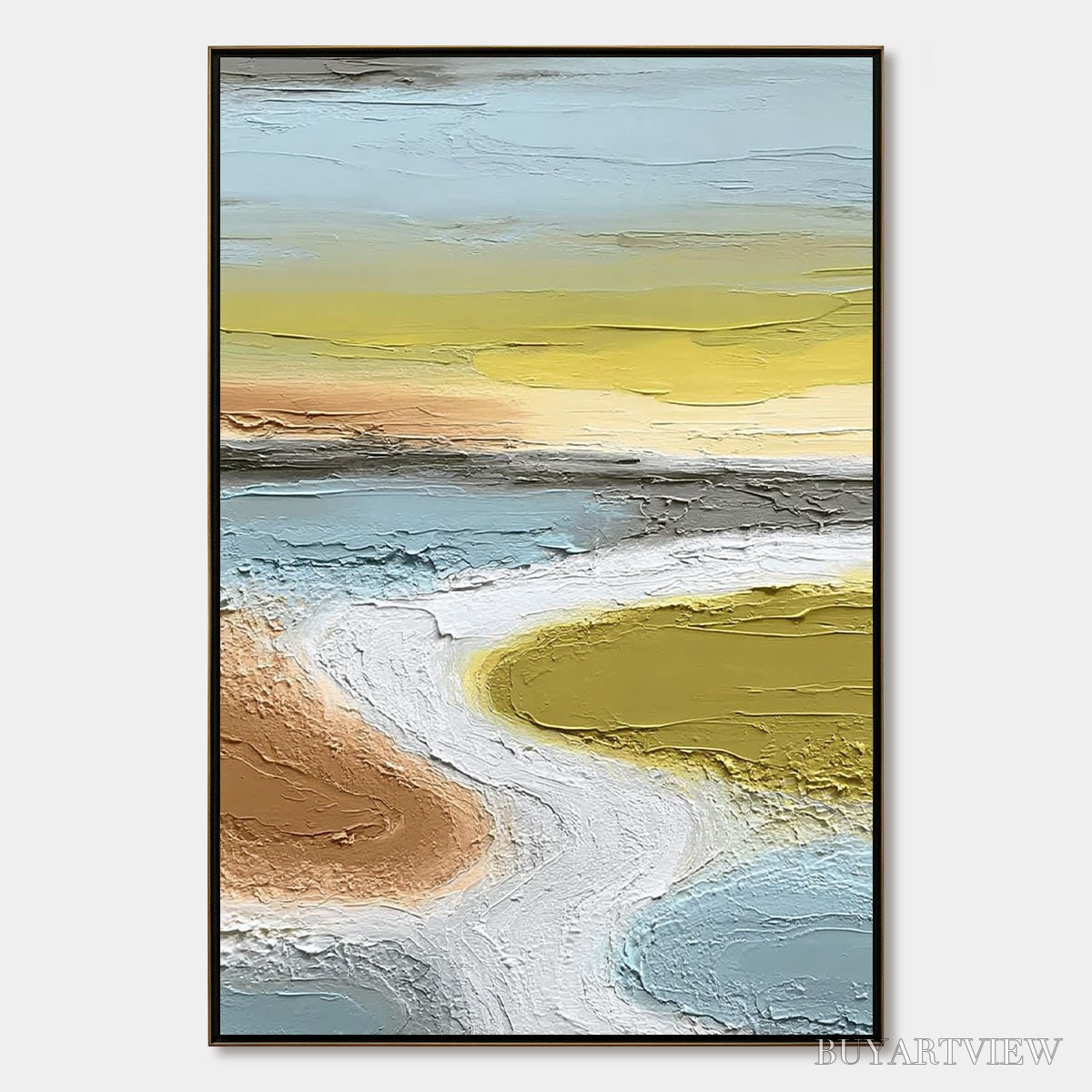 BUYARTVIEW Serene Path – Textured Wabi-Sabi Abstract River Landscape - image 1