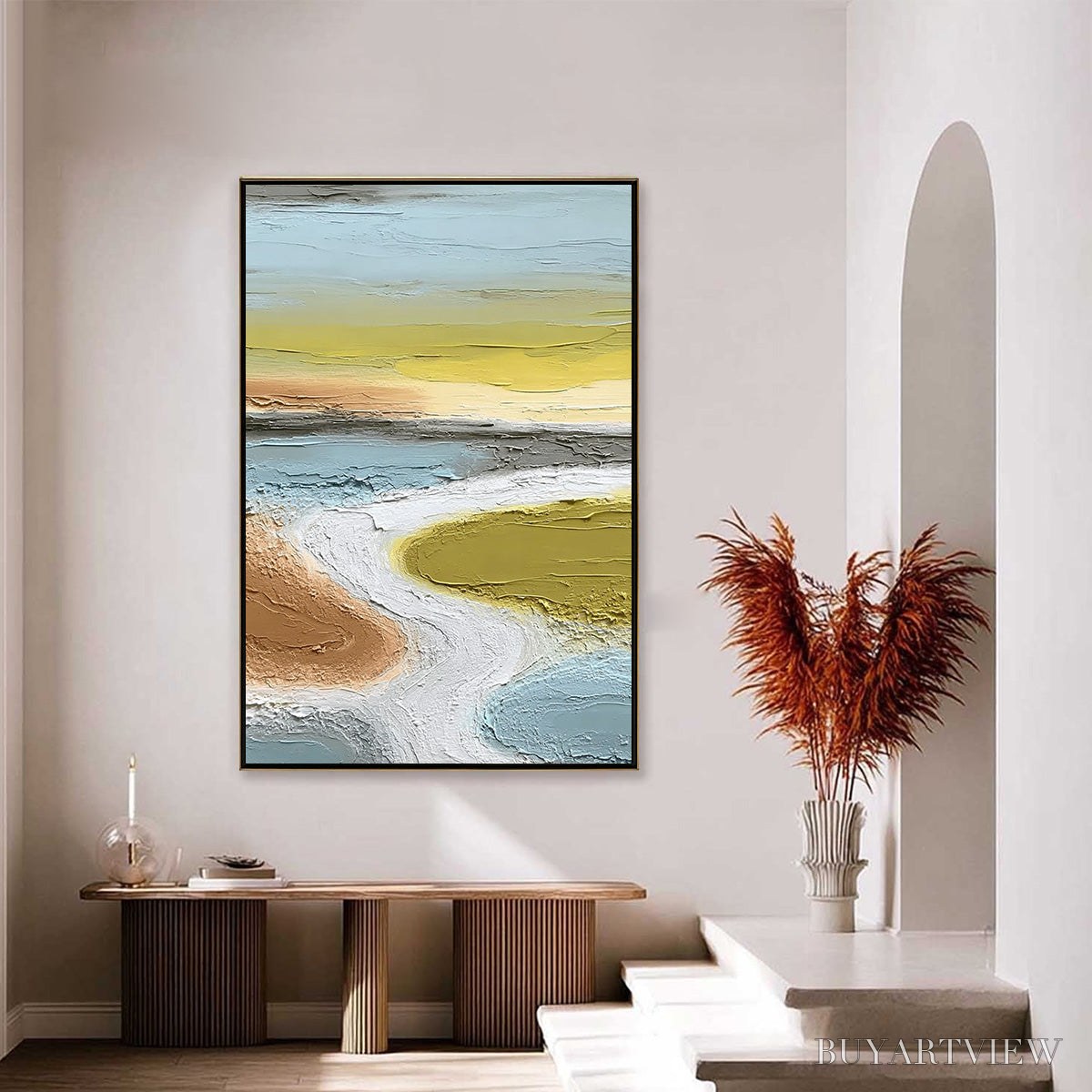 BUYARTVIEW Serene Path – Textured Wabi-Sabi Abstract River Landscape - image 4