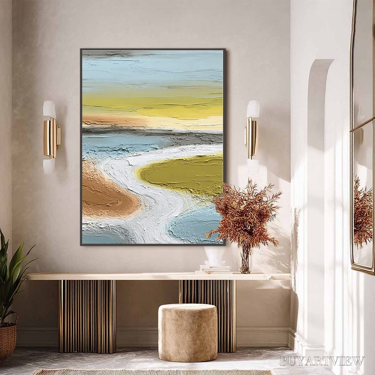 BUYARTVIEW Serene Path – Textured Wabi-Sabi Abstract River Landscape - image 6