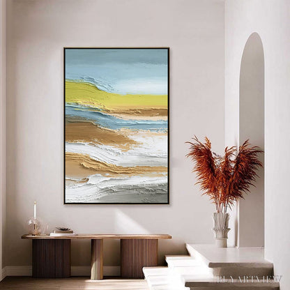 BUYARTVIEW Coastal Drift – Vertical Textured Abstract Coastal Landscape Painting - image 4