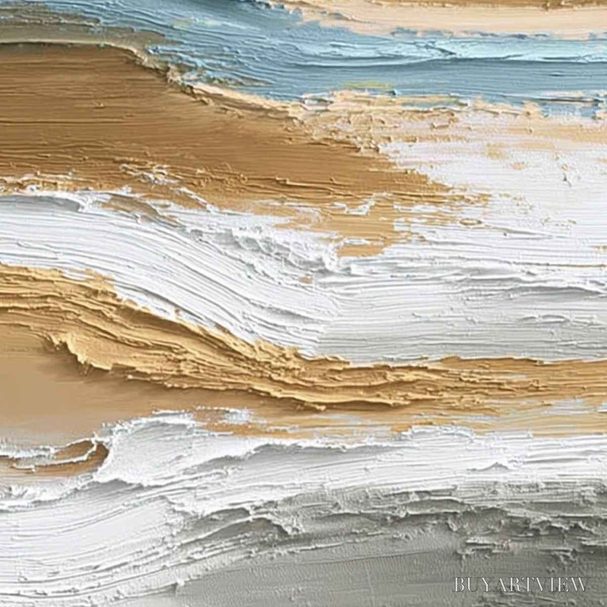 BUYARTVIEW Coastal Drift – Vertical Textured Abstract Coastal Landscape Painting - image 5