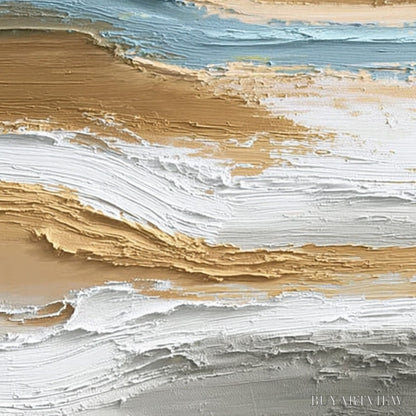 BUYARTVIEW Coastal Drift – Vertical Textured Abstract Coastal Landscape Painting - image 5