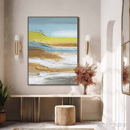 BUYARTVIEW Coastal Drift – Vertical Textured Abstract Coastal Landscape Painting - image 6