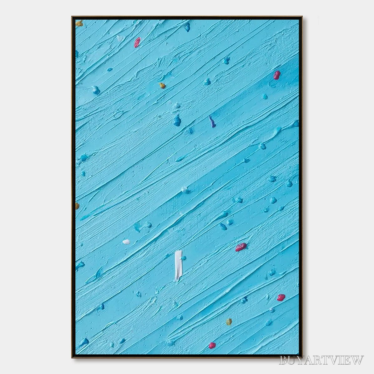 BUYARTVIEW Candy Rain – Playful Blue Textured Abstract Impasto - image 1