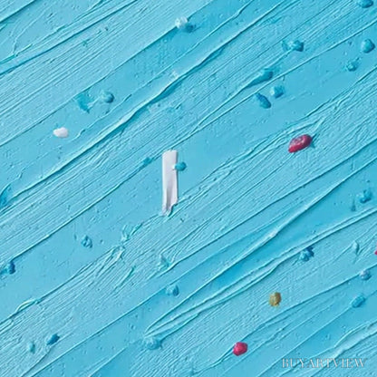 BUYARTVIEW Candy Rain – Playful Blue Textured Abstract Impasto - image 5