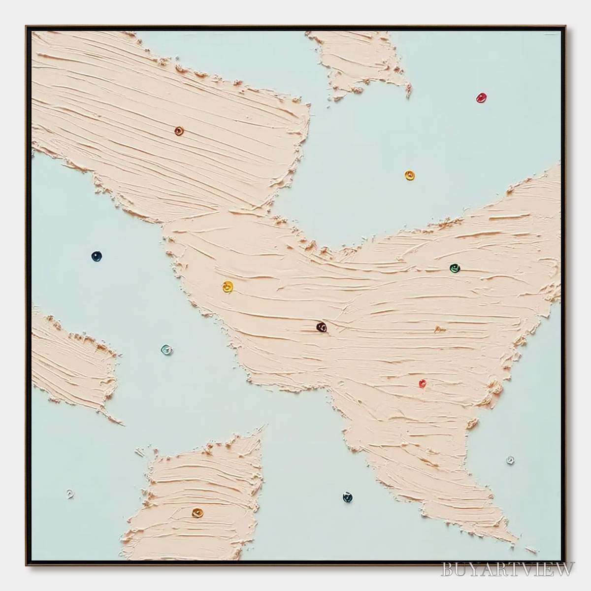 BUYARTVIEW Serendipity – Textured Minimalist Painting with Playful Impasto Details - image 1