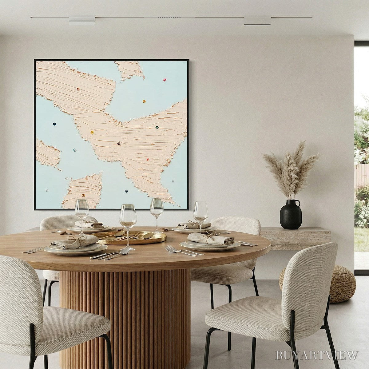 BUYARTVIEW Serendipity – Textured Minimalist Painting with Playful Impasto Details - image 4