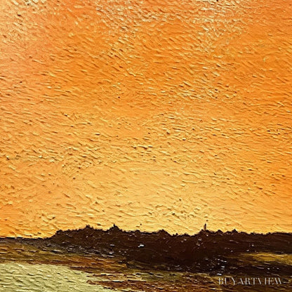 BUYARTVIEW Amber Horizon – Textured Impasto Abstract Landscape Painting - image 3