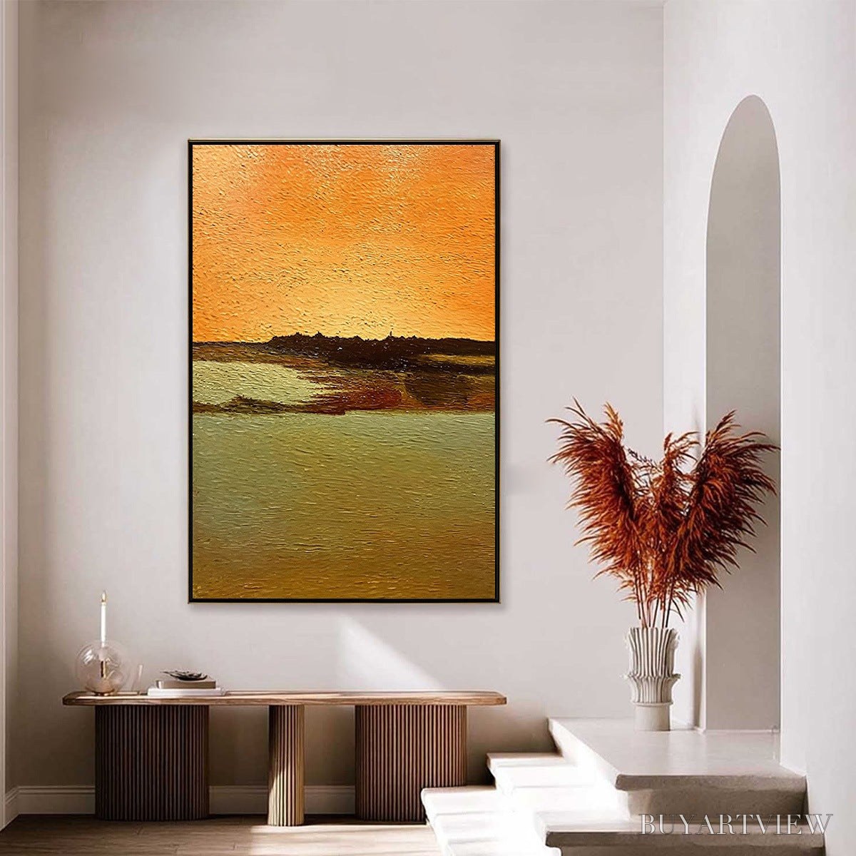 BUYARTVIEW Amber Horizon – Textured Impasto Abstract Landscape Painting - image 4