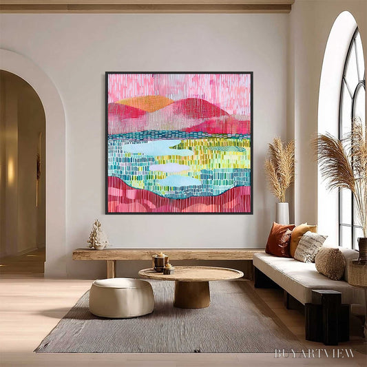 BUYARTVIEW Pixelated Dawn – Colorful Textured Abstract Landscape - image 2