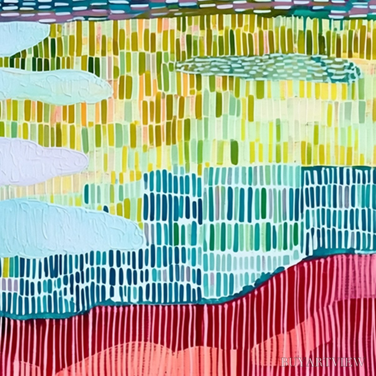 BUYARTVIEW Pixelated Dawn – Colorful Textured Abstract Landscape - image 3