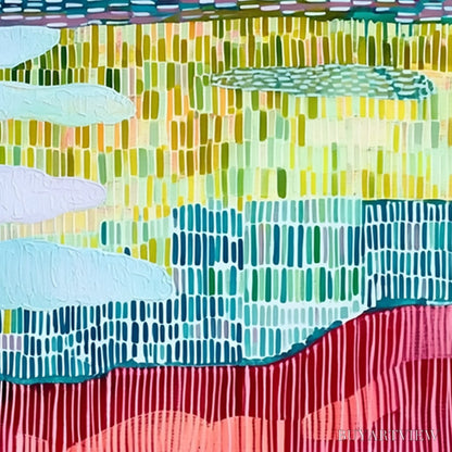 BUYARTVIEW Pixelated Dawn – Colorful Textured Abstract Landscape - image 3