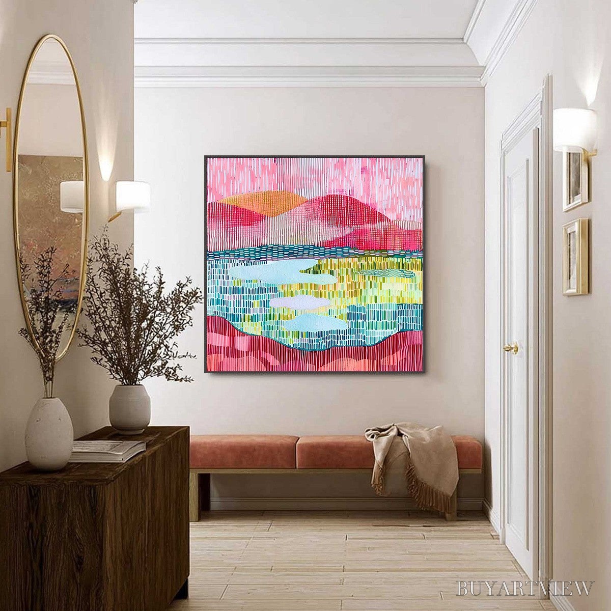 BUYARTVIEW Pixelated Dawn – Colorful Textured Abstract Landscape - image 6