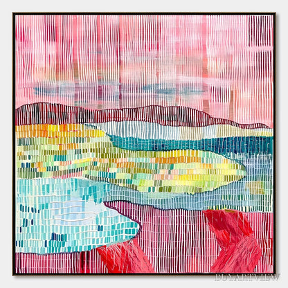 BUYARTVIEW Woven Horizon – Vibrant Textured Abstract Landscape Painting - image 1