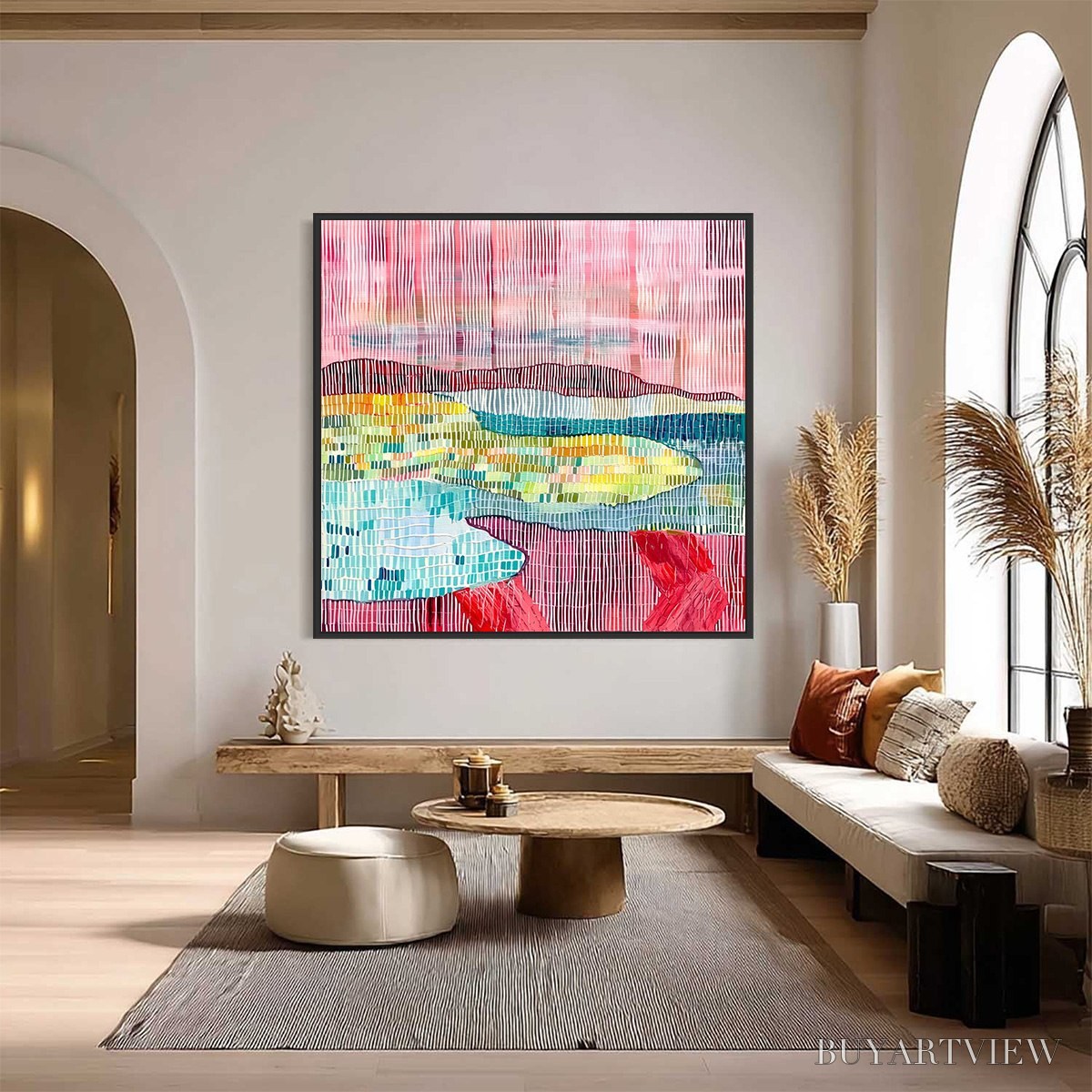 BUYARTVIEW Woven Horizon – Vibrant Textured Abstract Landscape Painting - image 2