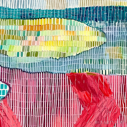 BUYARTVIEW Woven Horizon – Vibrant Textured Abstract Landscape Painting - image 3