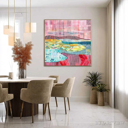 BUYARTVIEW Woven Horizon – Vibrant Textured Abstract Landscape Painting - image 4
