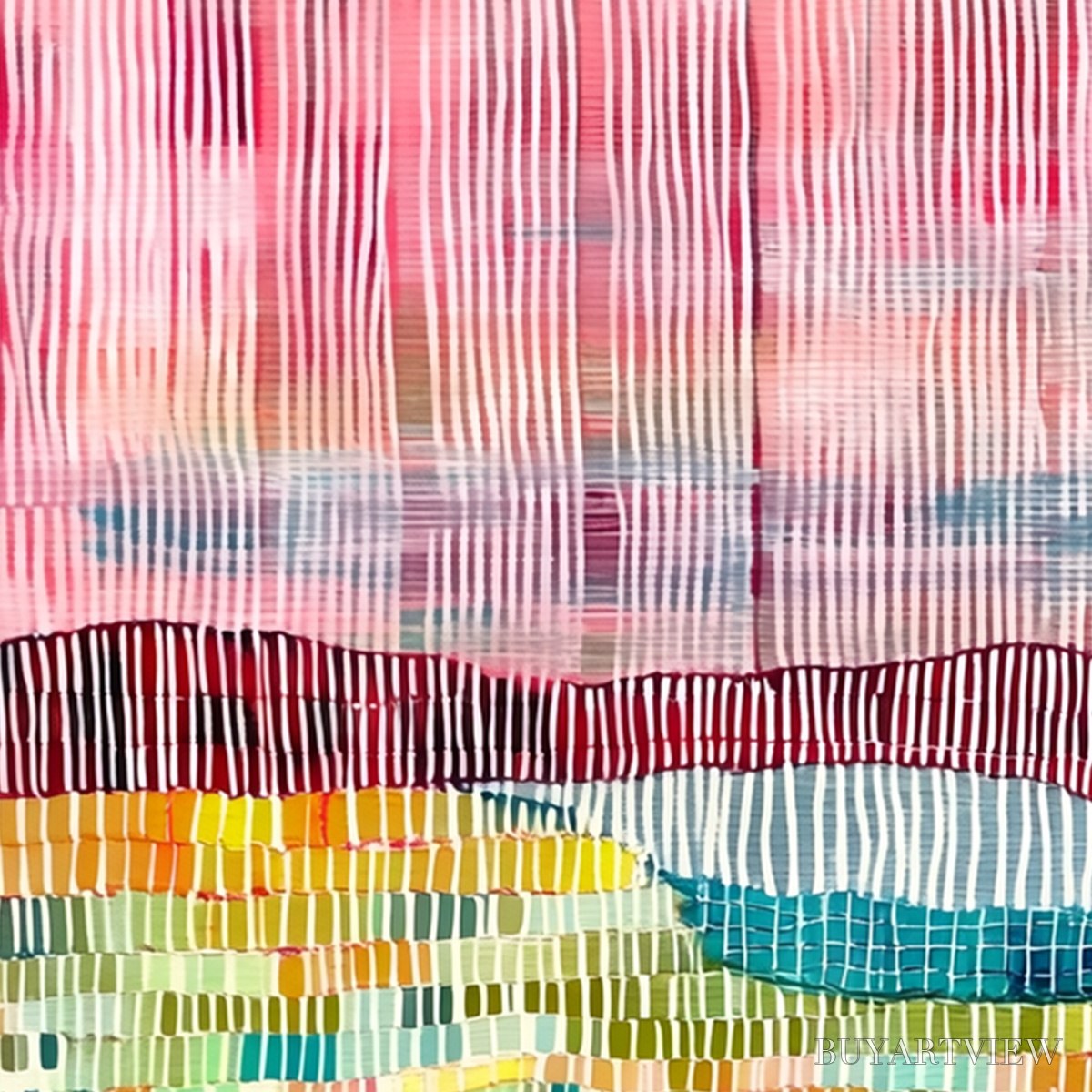 BUYARTVIEW Woven Horizon – Vibrant Textured Abstract Landscape Painting - image 5