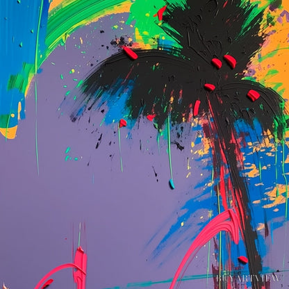 BUYARTVIEW Vice City – Vibrant Abstract Impasto Painting of a Night Drive - image 3