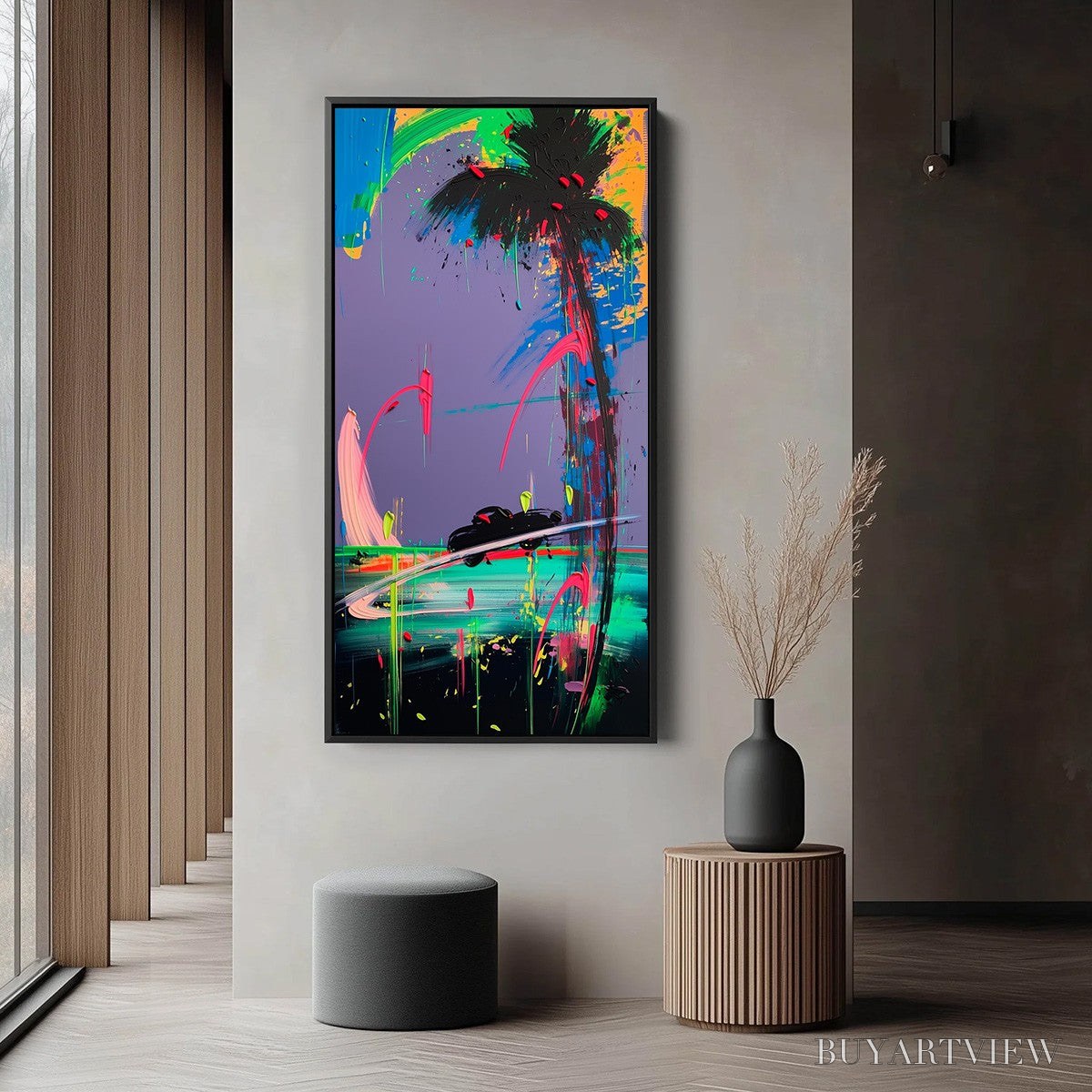 BUYARTVIEW Vice City – Vibrant Abstract Impasto Painting of a Night Drive - image 4